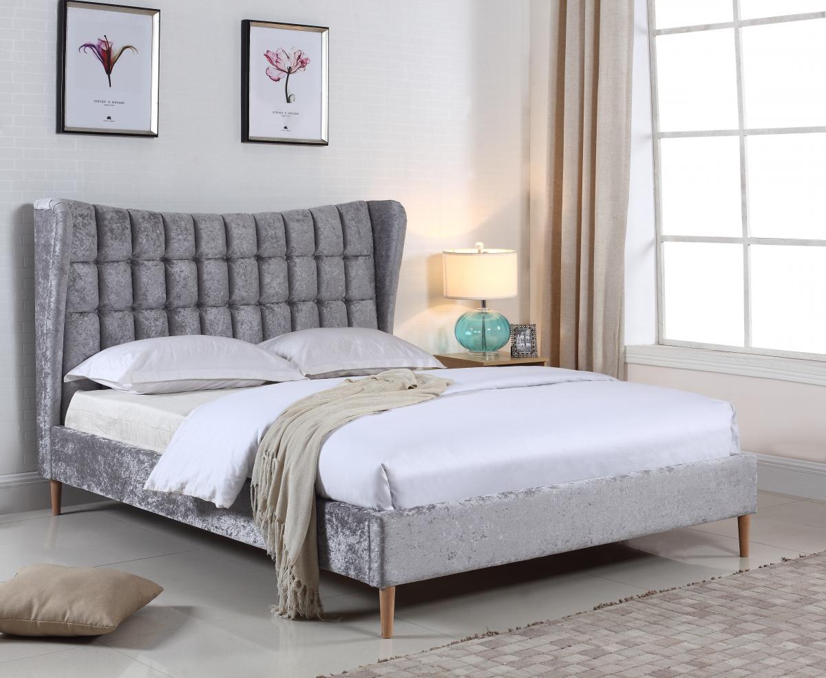 Mahala Crushed Velvet Double Bed Silver