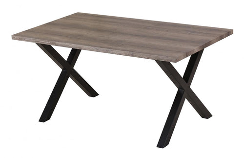 Manhattan Dining Table Natural with Black Metal Legs