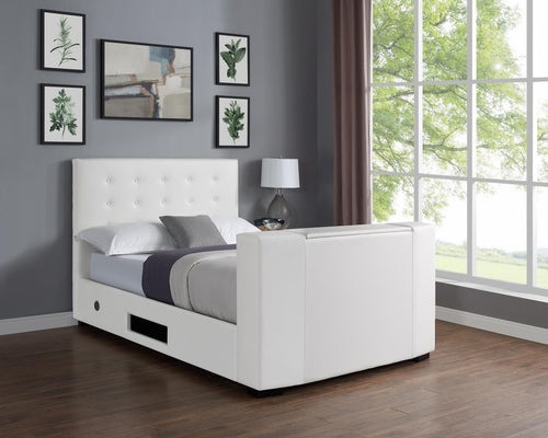 Marbella TV Bed PVC Double Bed White