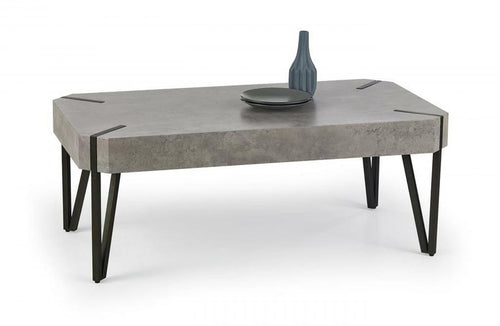 Matador Coffee Table Stone with Black Metal Legs