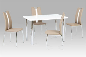 Naomi Dining Set White High Gloss with 4 Chairs
