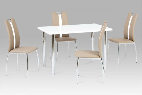 Naomi Dining Table White High Gloss with Chrome Legs
