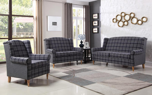 Nepal Fabric 1 Seater Sofa Grey Chequer