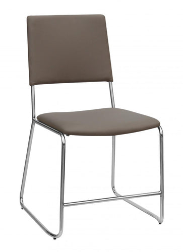 Nevis PU Chairs Taupe & Chrome