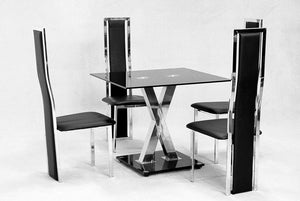 Paxel Small Dining Set Chrome&Black 4 Chairs