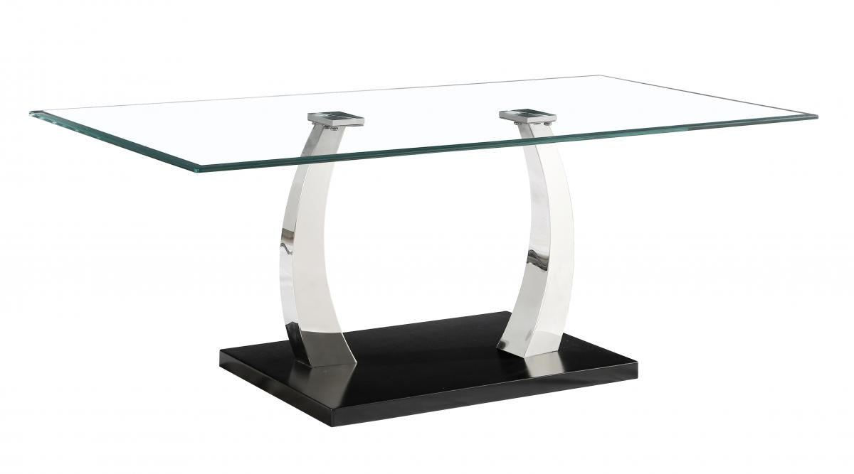 Phoenix Glass Coffee Table with Stainless Steel Base