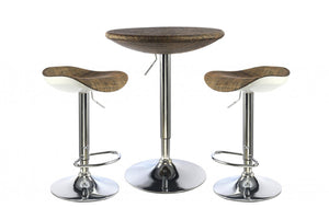 Ripley Bar Table With Stools Chrome with Brown Textilene Top
