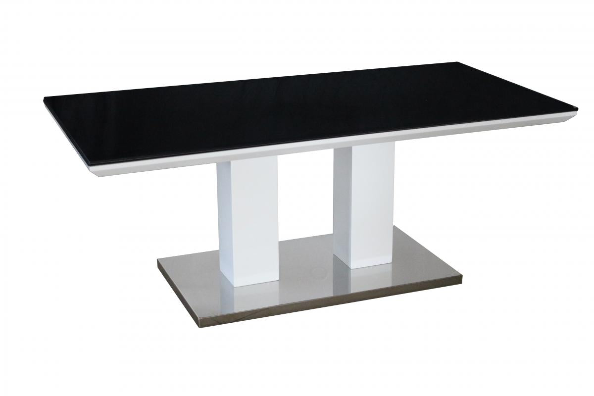 Sasha Black Painted Glass Coffee Table Black & White