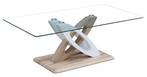 Solar Glass Coffee Table with White High Gloss