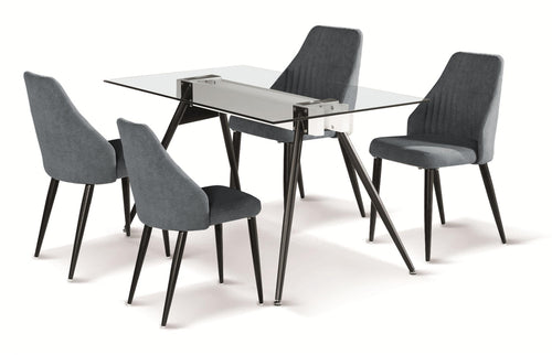 Tessa Dining Table with Black Metal Legs with 4 Chairs