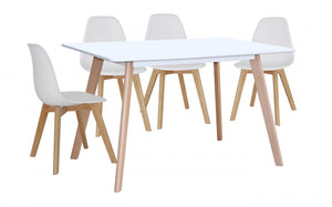 Belgium Large Dining Table White with 4 Belgium Chairs