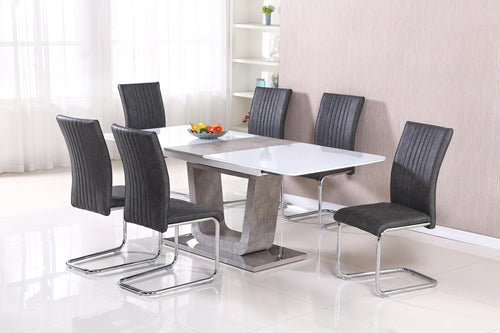 Topaz Special PU Grey Chairs & Chrome (2s)
