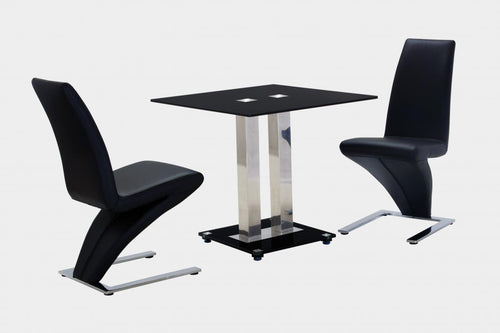Trinity Small Dining Table Chrome & Black