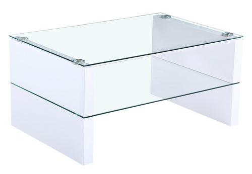 Truro Glass Coffee Table with White High Gloss Legs