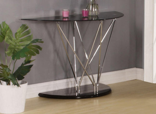 Uplands Glass Console Table Chrome & Black