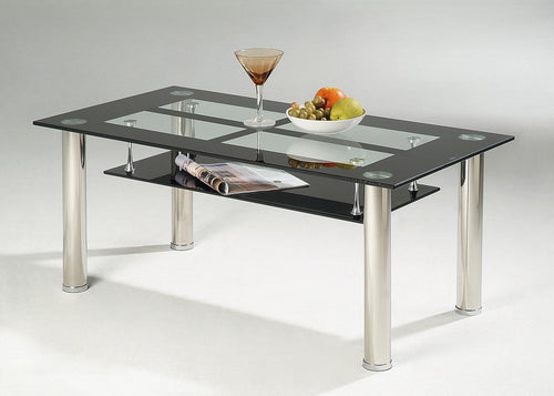 Vasha High Gloss Coffee Table with Glass Shelf White