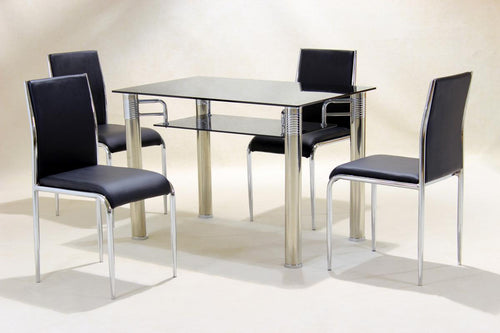 Vercelli Black Dining Set 4 Chairs