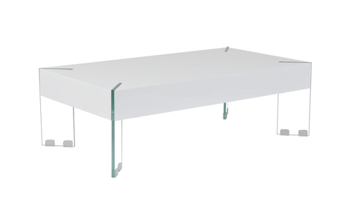 Waverly High Gloss Coffee Table White with Glass legs