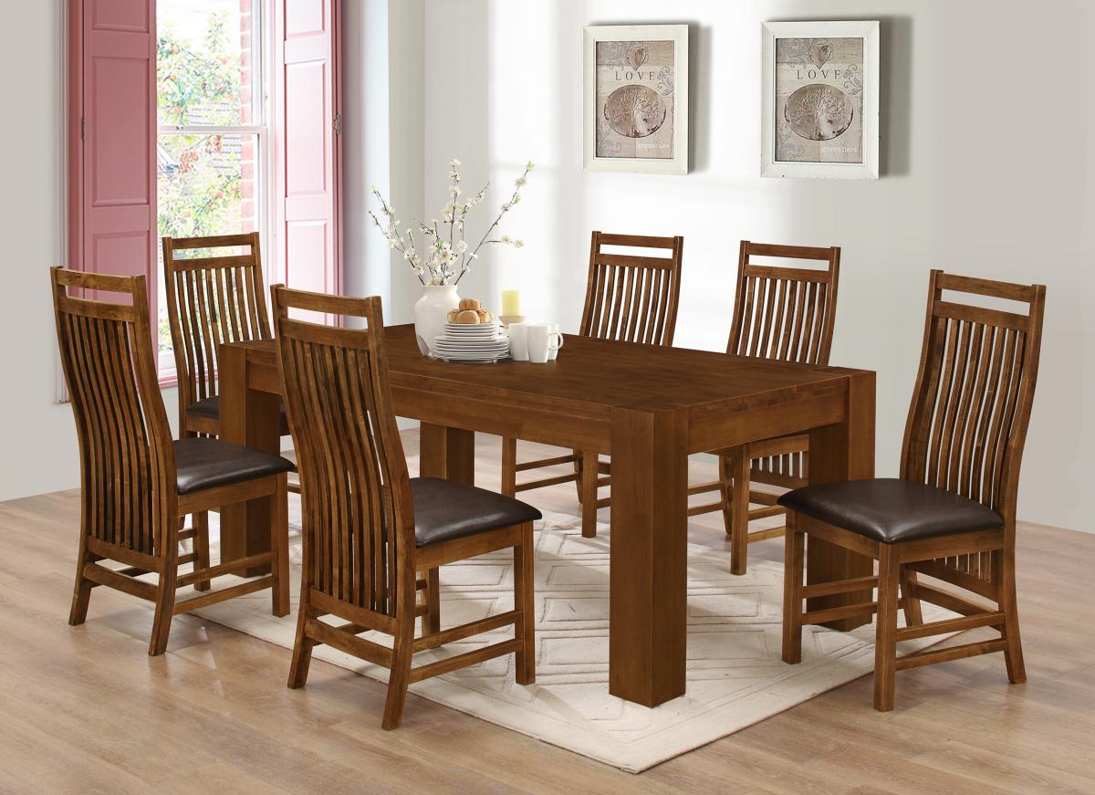 Yaxley Dining Set with 6 Chairs Rustic Oak
