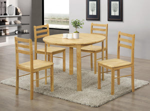 York Round Dining Set with 4 Chairs Natural Oak