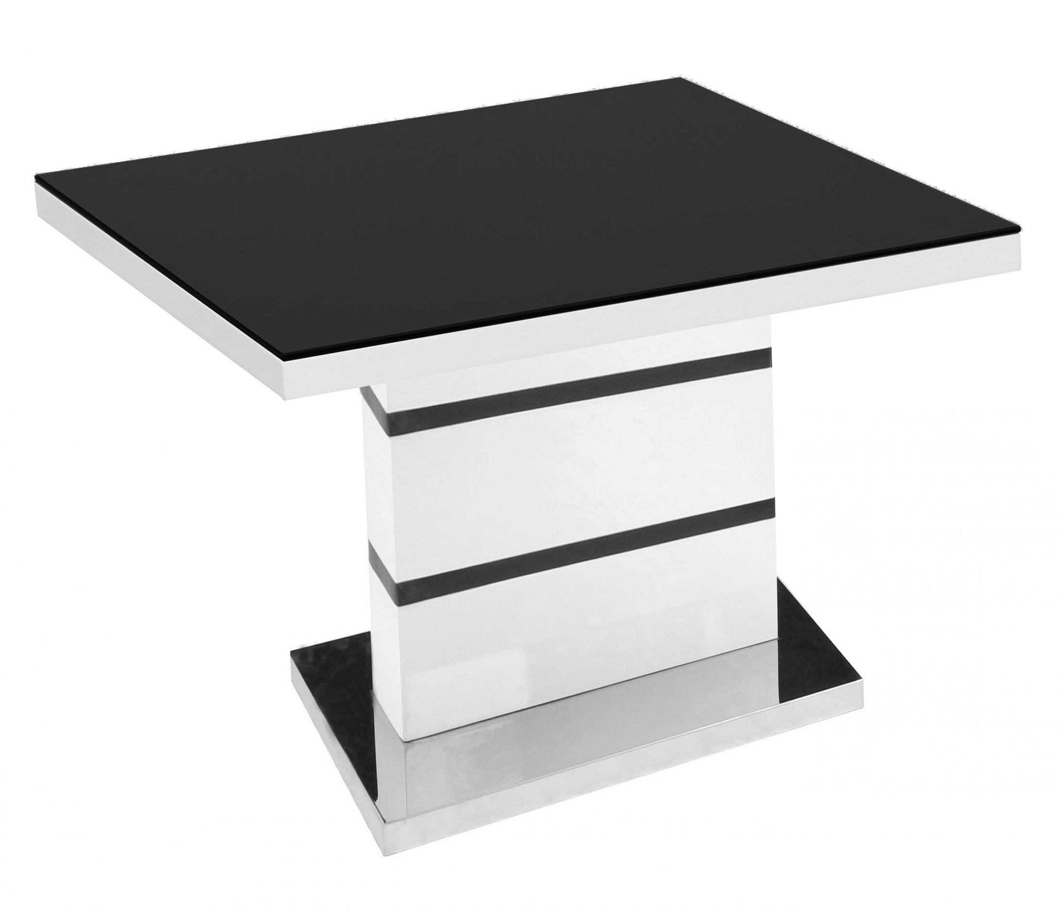 Aldridge High Gloss Lamp Table White with Black Glass Top