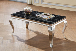 Arriana Marble Coffee Table with Stainless Steel Base