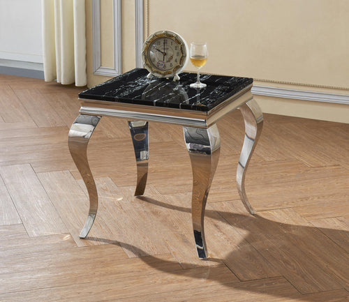 Arriana Marble Lamp Table with Stainless Steel Base