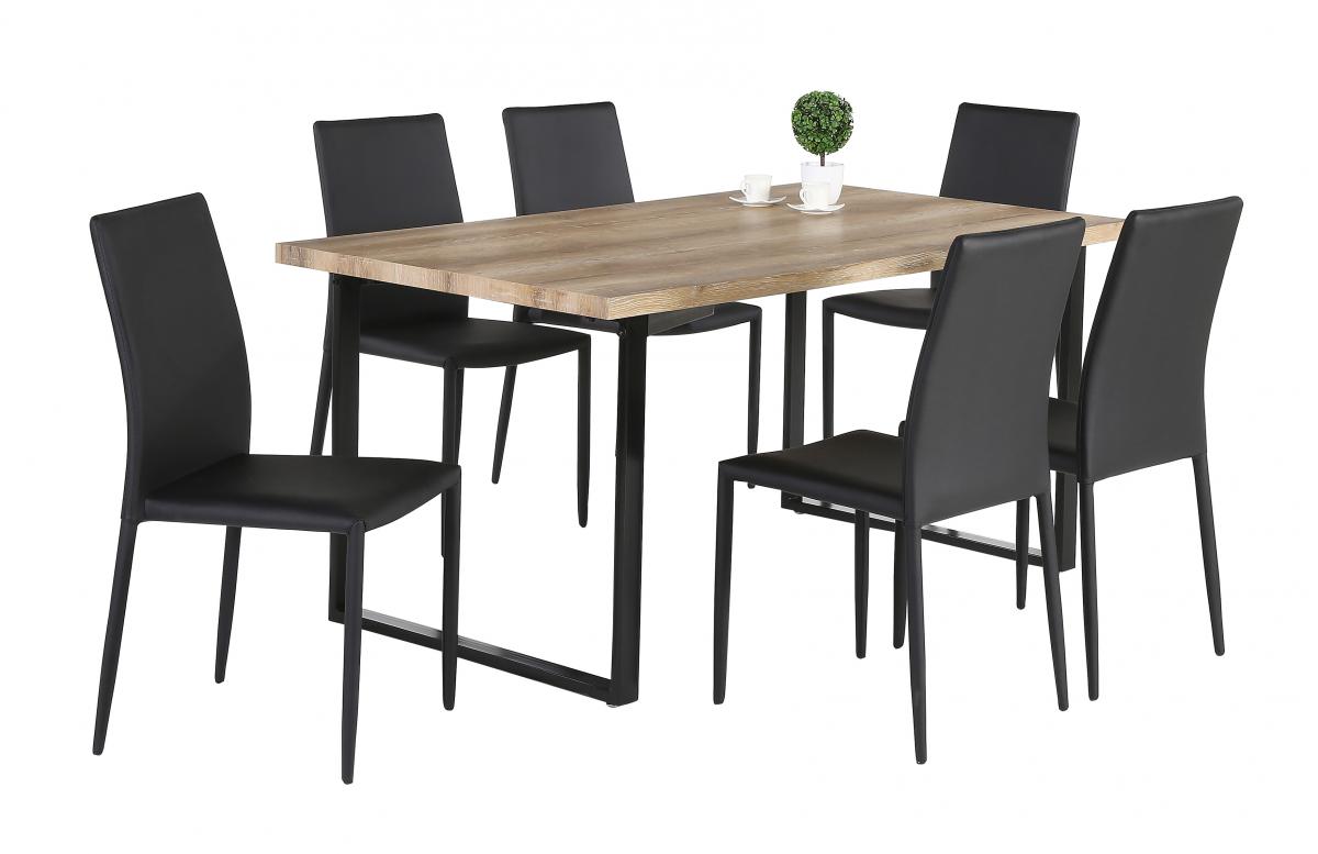 Felix Dining Table Natural & Black with 6 Chairs