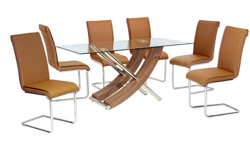 Hanover Glass Dining Table Walnut Colour