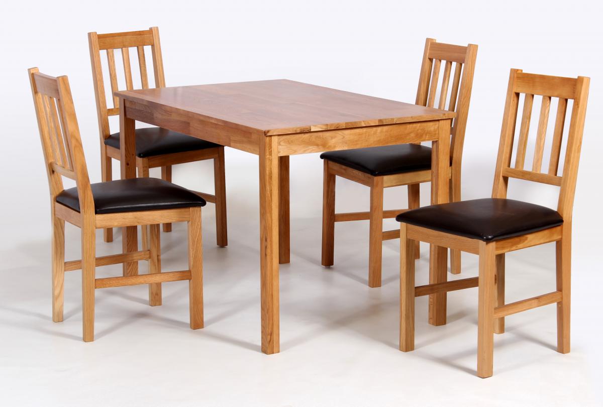 Hyde Solid Oak Dining Set with 4 Chairs