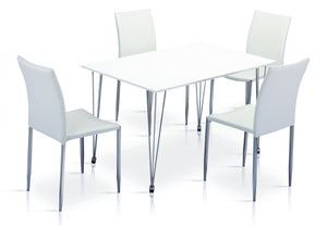 Iris High Gloss Dining Tabe White & Chrome with 4 Chairs