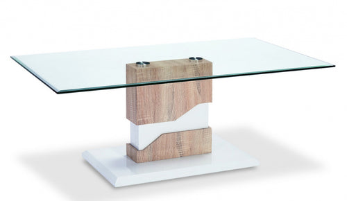 Milton Glass Coffee Table White & Natural