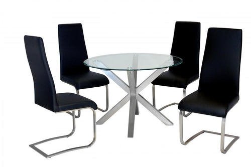 Nelson Dining Table with Brushed Stainless Steel 4 Chairs