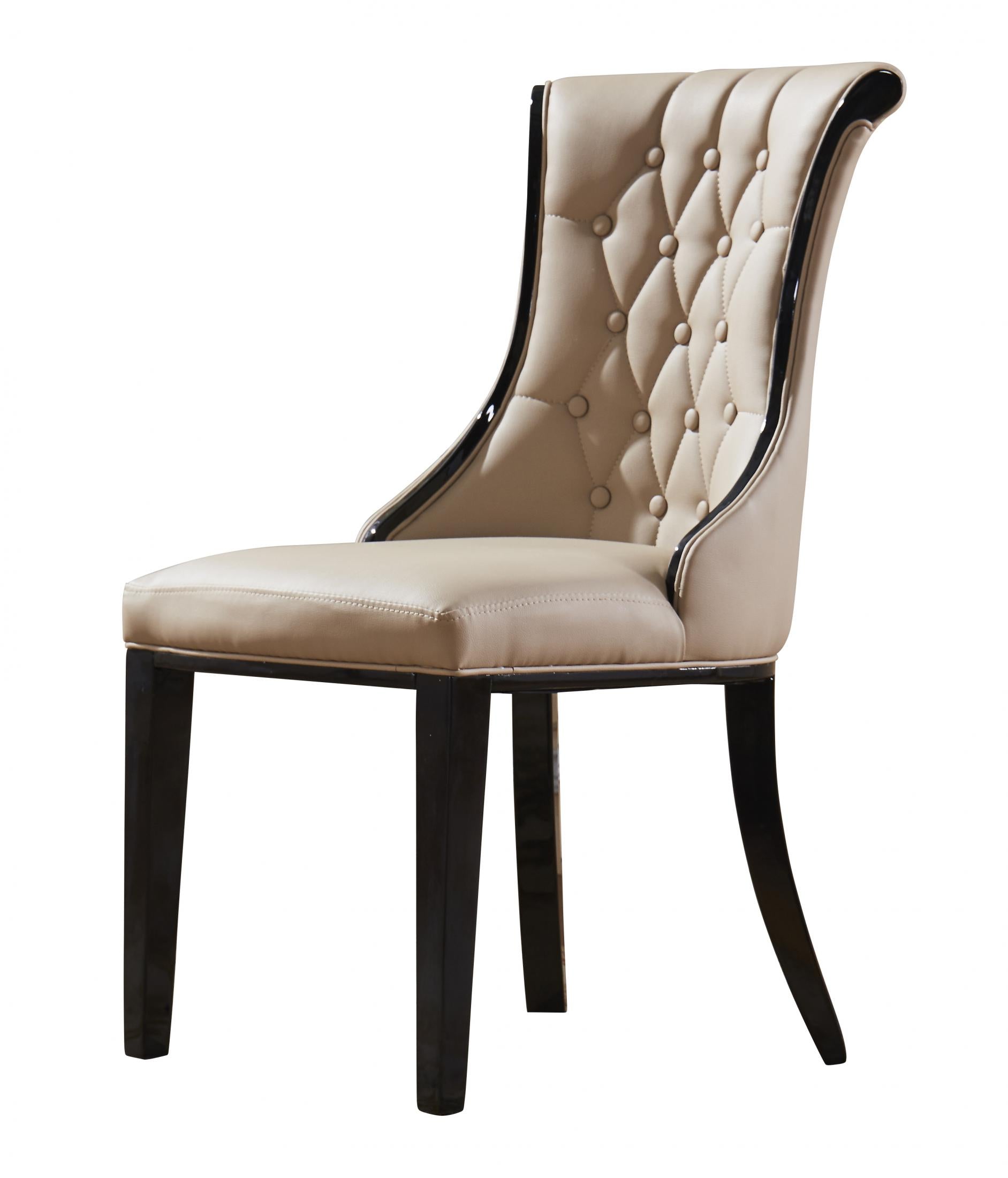 Potenza Dining Chair Wooden Leg & PU Cream