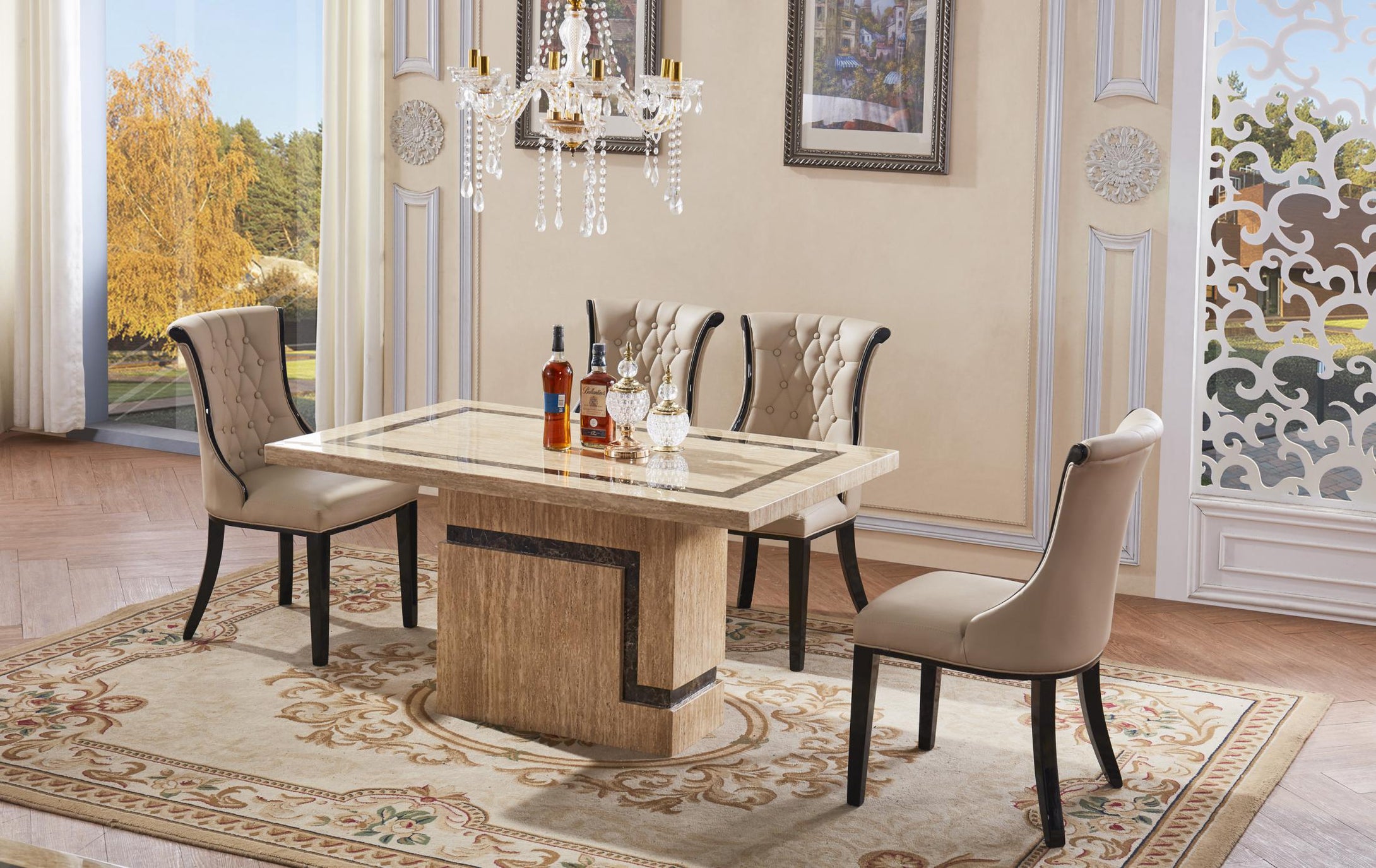 Potenza Marble Dining Table with Marble Base