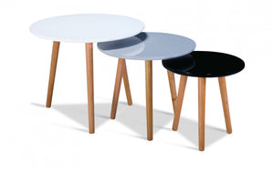 Sandon High Gloss Nest of Tables with Solid Beech Legs