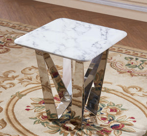 Sardinia Marble Lamp Table with Stainless Steel Base