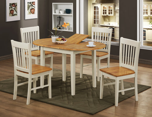 Stacey White Extending Dining Set with 4 Chairs Natural&White
