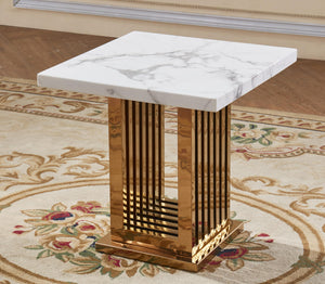 Tuscany Marble Lamp Table with Stainless Steel Base