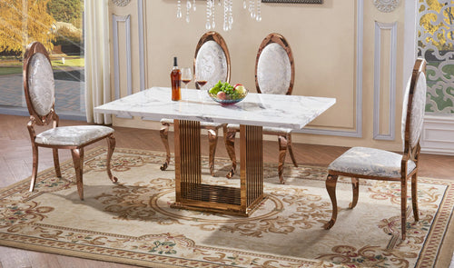 Tuscany Marble Dining Table with Stainless Steel Base
