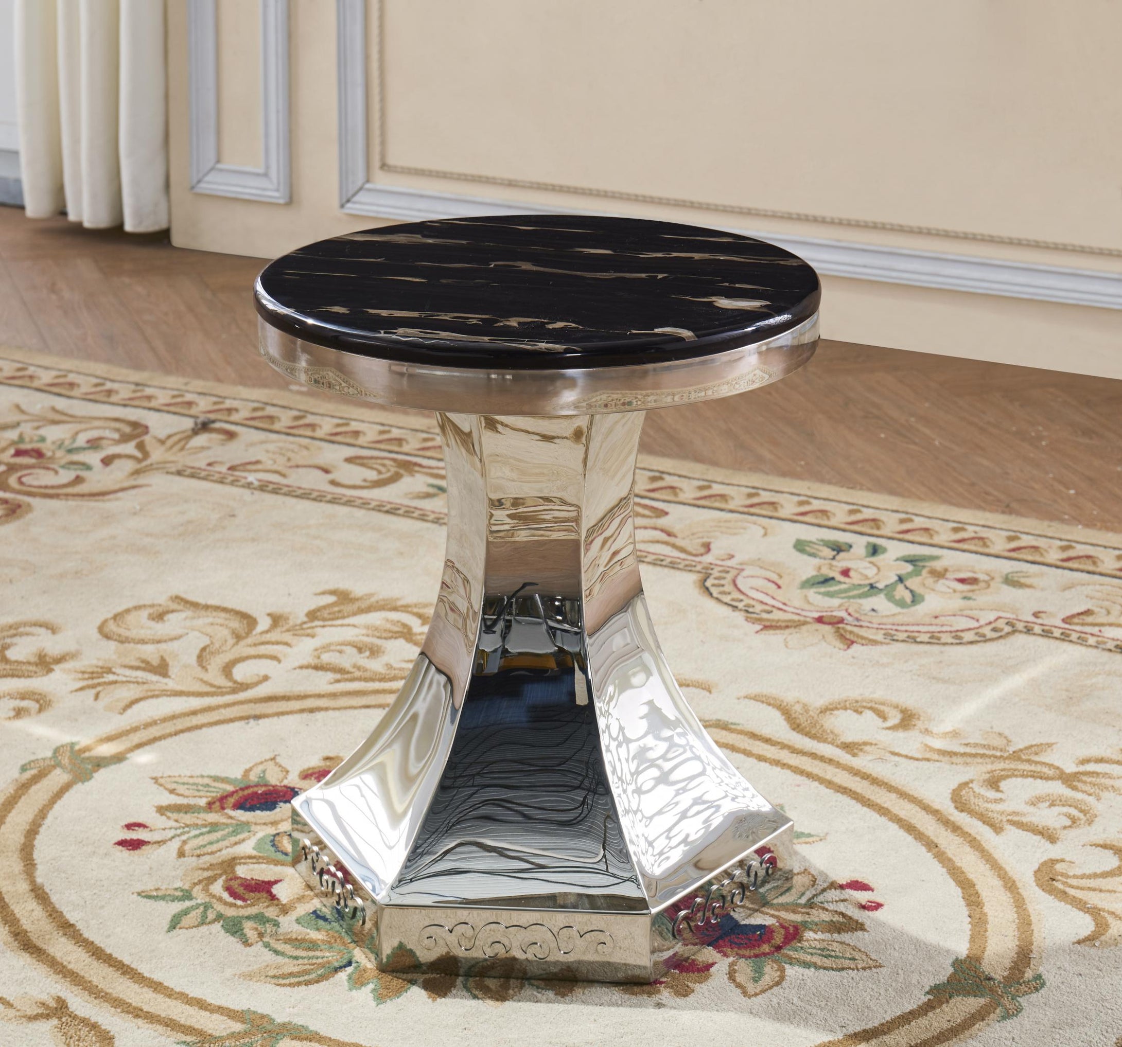 Vasto Marble Lamp Table with Stainless Steel Base